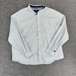 Cody James Core Plaid Button Up Stretch White Blue Mens XXL